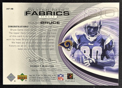 Isaac Bruce 2004 SP Game Used Authentic Fabrics Rams Sports Trading Card
