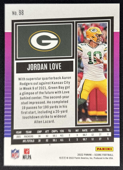 Jordan Love 2022 Panini Score Gold Sports Trading Cards