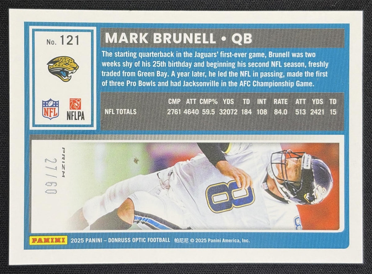 Mark Brunell 2025 Panini Donruss Optic Purple Prizm /60 Jaguars Jacksonville Jaguars