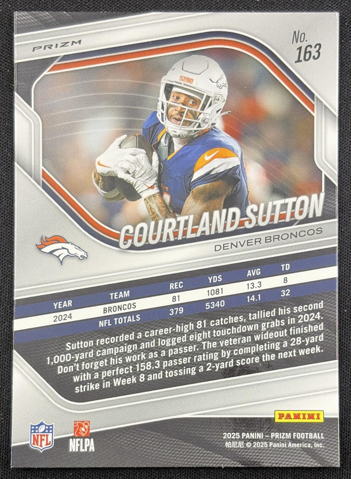 Courtland Sutton 2025 Panini Prizm No Huddle Broncos