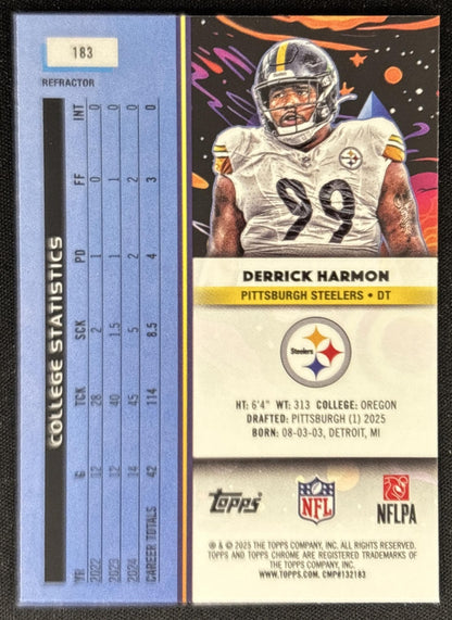 Derrick Harmon 2025 Topps Cosmic Chrome Refractor Steelers