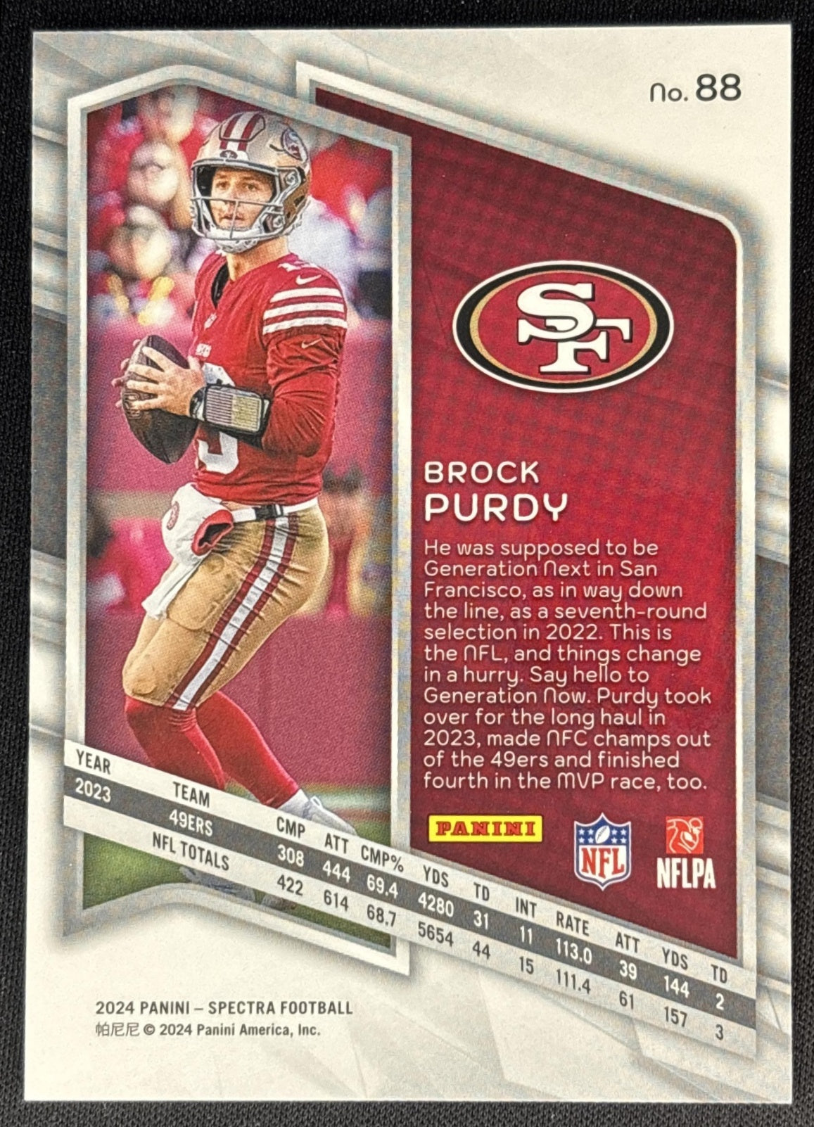 Brock Purdy 2024 Panini Spectra 49ers