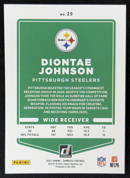 Diontae Johnson 2021 Panini Donruss Press Proof Premium Steelers Sports Trading Card