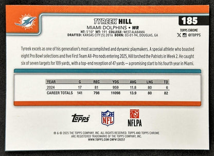 Tyreek Hill 2025 Topps Chrome Sapphire Dolphins