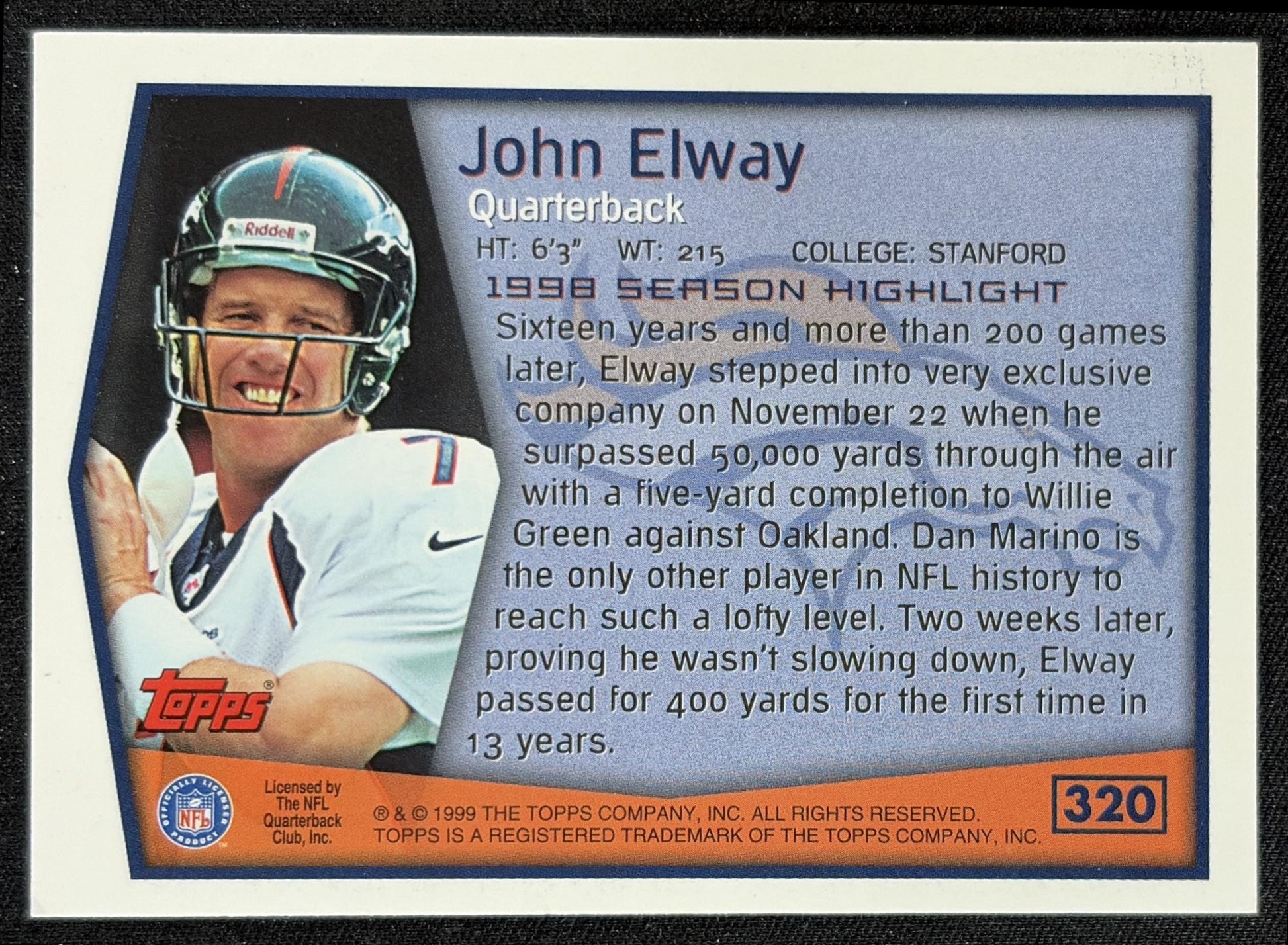 John Elway 1999 Topps Broncos