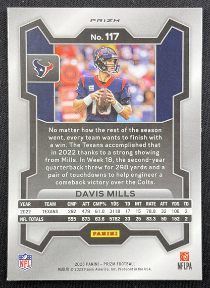 Davis Mills 2023 Panini Prizm Green Wave Texans