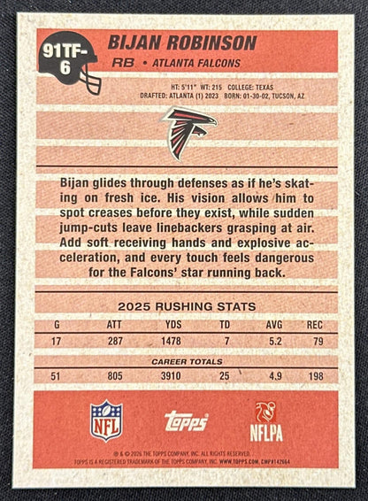 Bijan Robinson 2026 Topps Flagship 1991 Falcons