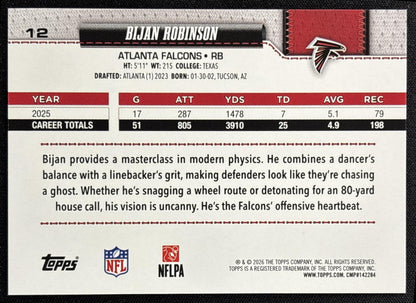 Bijan Robinson 2026 Topps Sandglitter Falcons