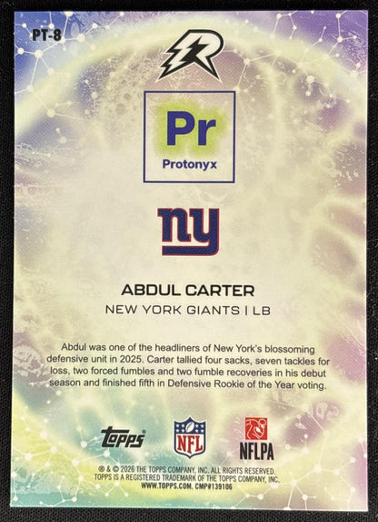Abdul Carter 2025 Topps Resurgence Protonyx Giants