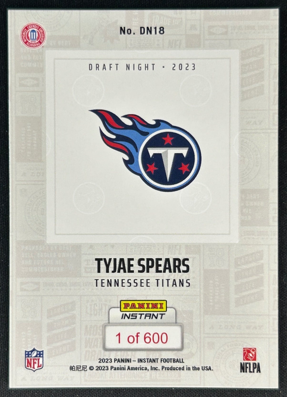Tyjae Spears 2023 Instant NFL Draft Night Titans back