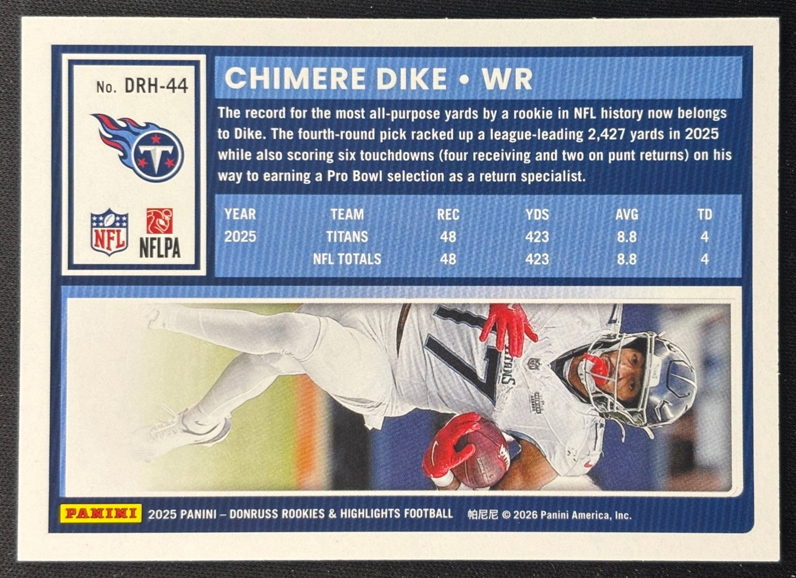 Chimere Dike 2025 Donruss Rookies & Highlights Red /49 Titans