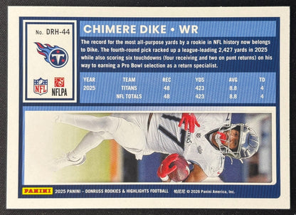 Chimere Dike 2025 Donruss Rookies & Highlights Red /49 Titans