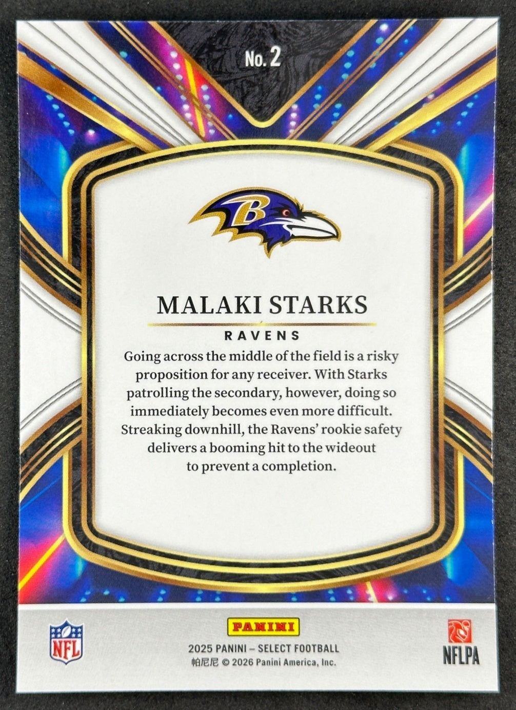 Malaki Starks 2025 Select Future Ravens Sports Trading Cards
