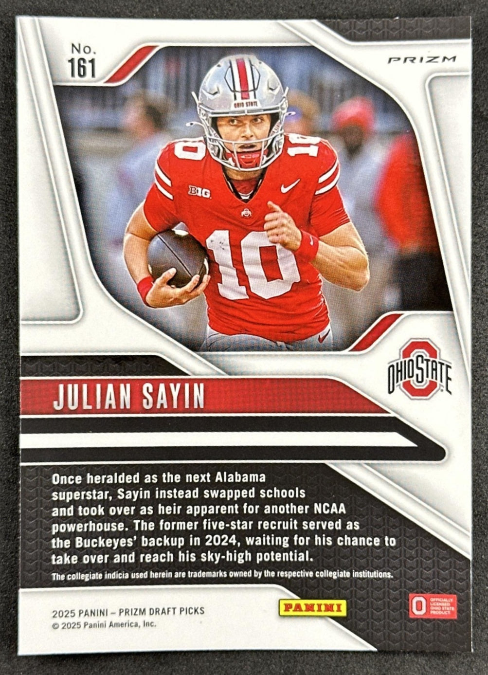 Julian Sayin 2025 Panini Prizm Draft Picks Red Ice Ohio Buckeyes