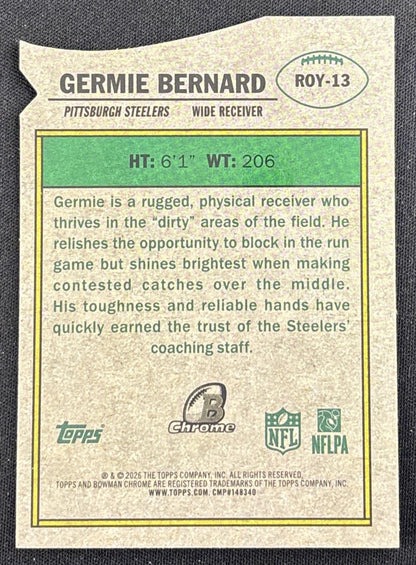 Germie Bernard 2026 Bowman Chrome ROY Favorites Steelers
