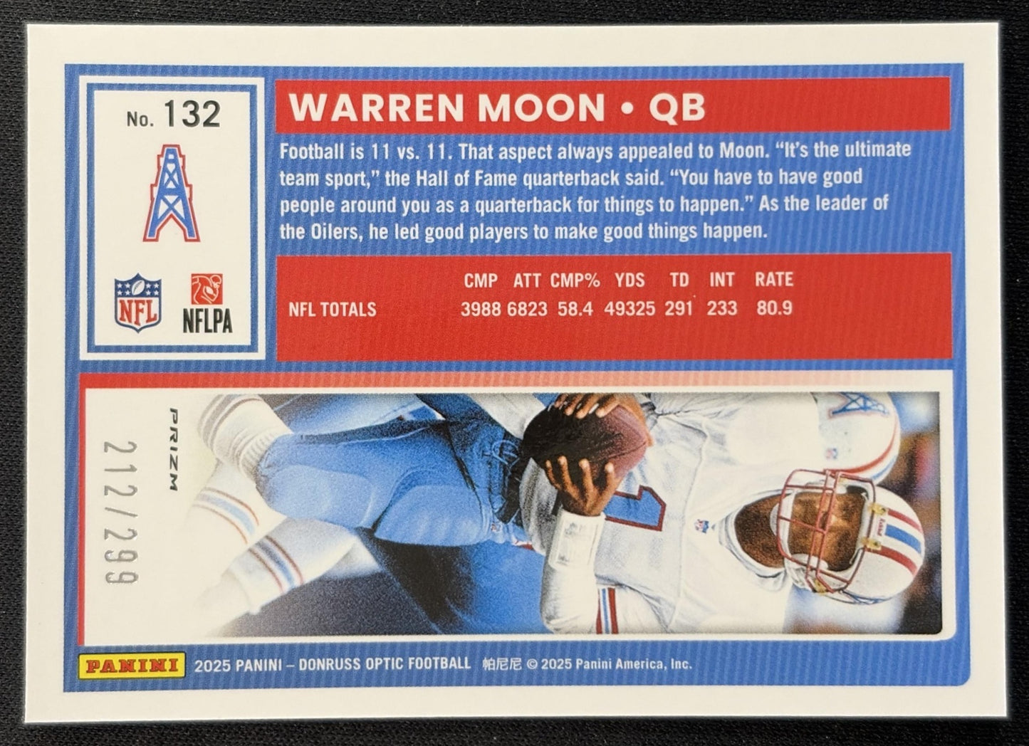 Warren Moon 2025 Panini Donruss Optic Orange Prizm /299 Oilers Sports Trading Cards