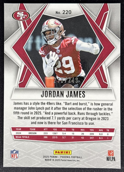 Jordan James 2025 Panini Phoenix Purple Hyper Prizm /249 49ers back