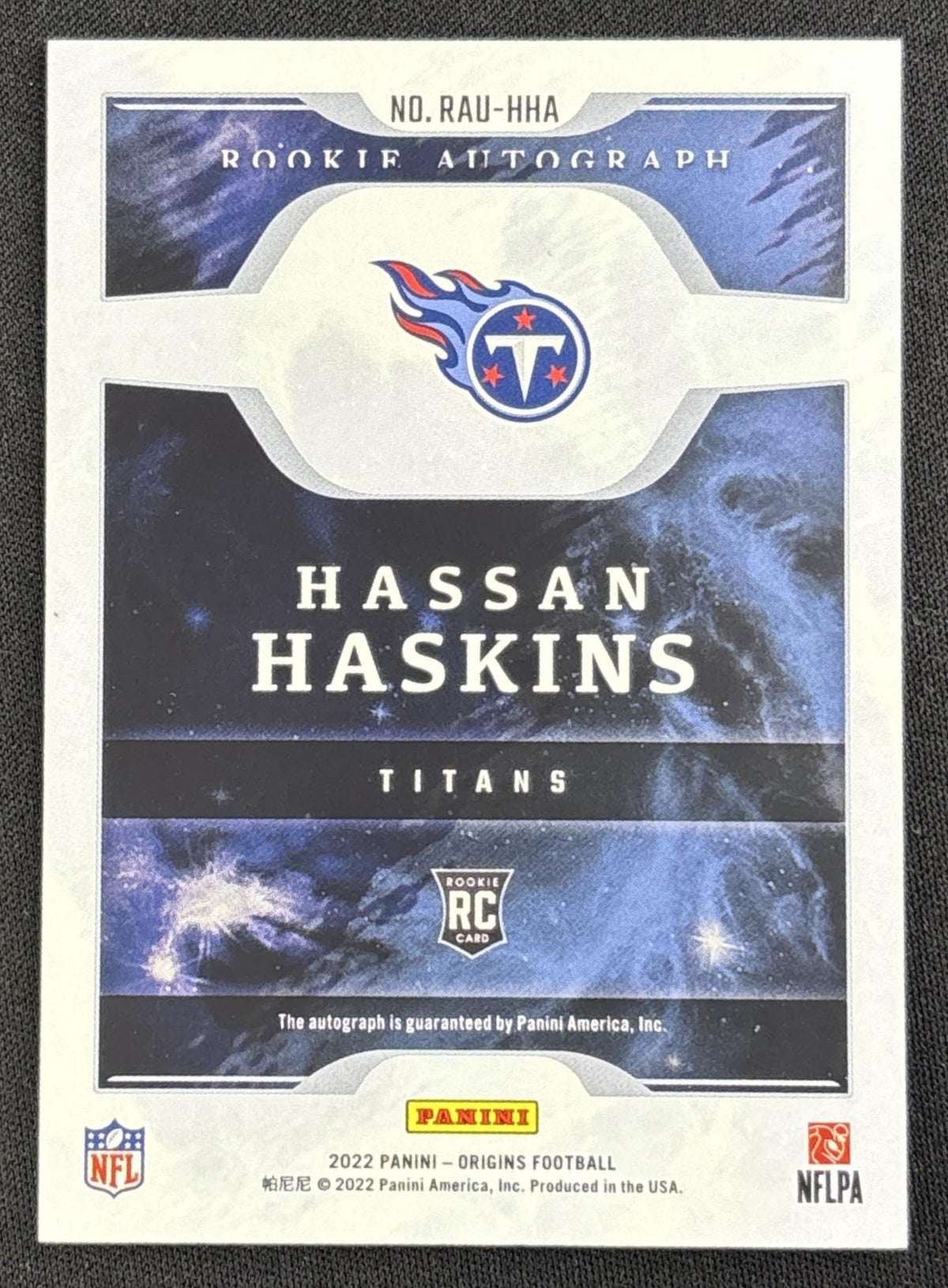 Hassan Haskins 2022 Panini Origins Rookie Auto Titans