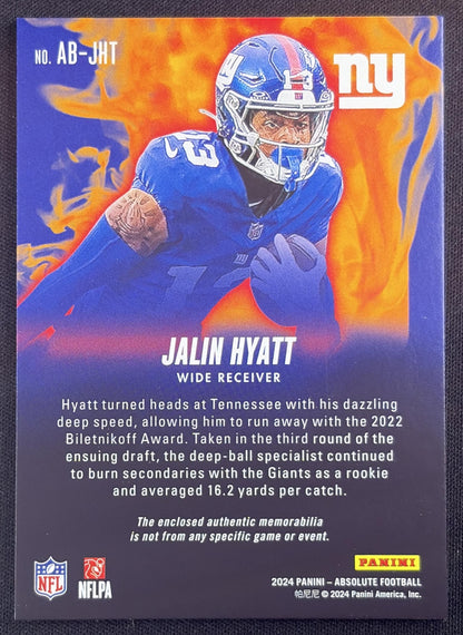 Jalin Hyatt 2024 Panini Absolute Burners Giants