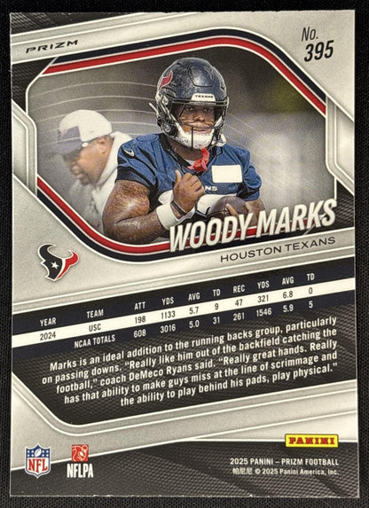 Woody Marks 2025 Panini Prizm Neon Green Pulsar Texans back