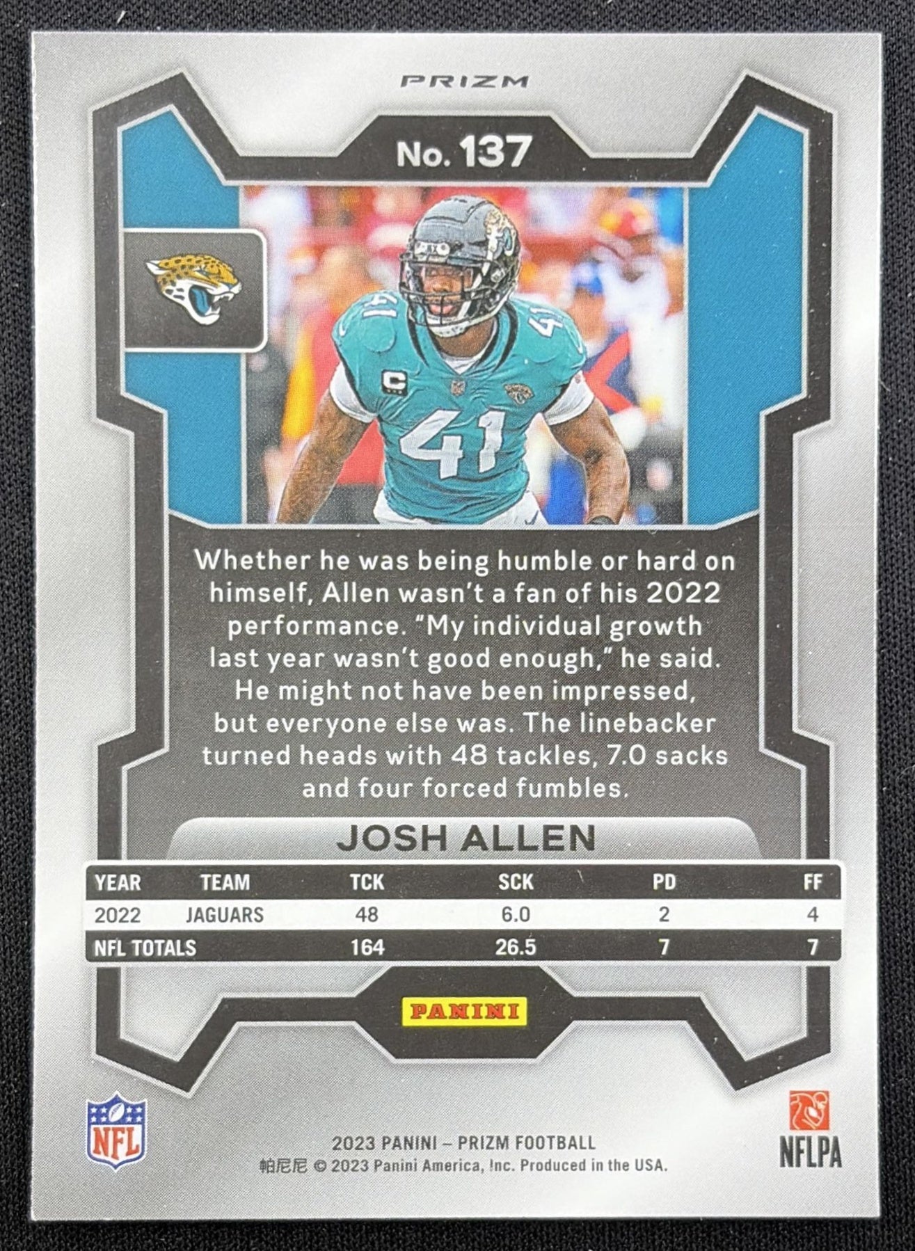 Josh Allen 2023 Panini Prizm Green Wave Jaguars