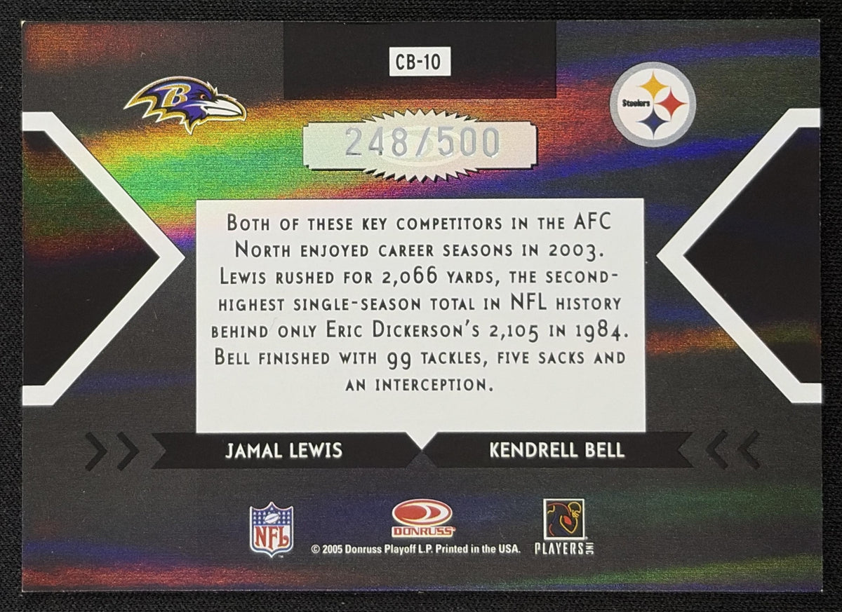 Jamal Lewis Kendrell Bell 2005 Donruss Elite Face 2 Black /500 Panthers