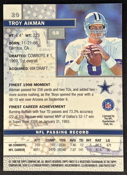 Troy Aikman 1999 Topps Finest Cowboys - Dallas Cowboys