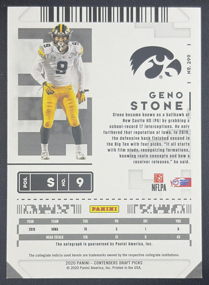 Geno Stone 2020 Panini Contenders Draft Picks Hawkeyes