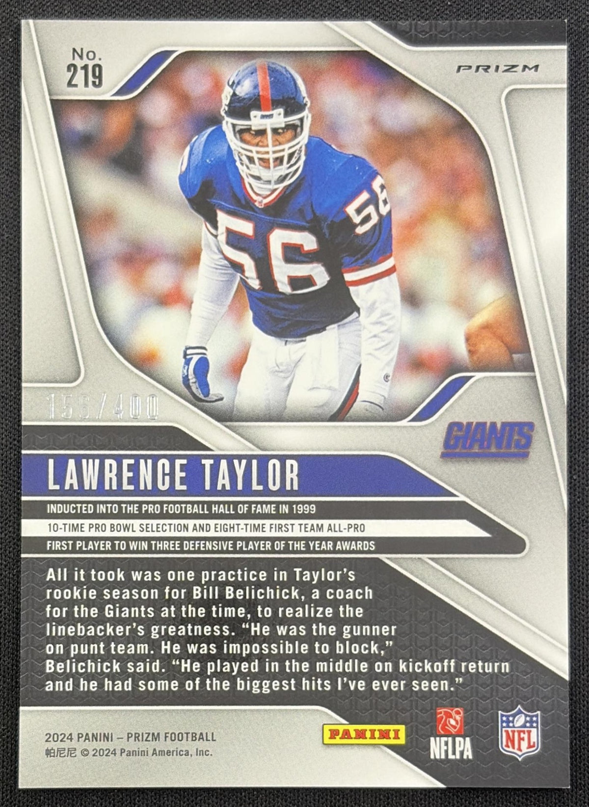 Lawrence Taylor 2024 Panini Prizm Pandora /400 Giants back