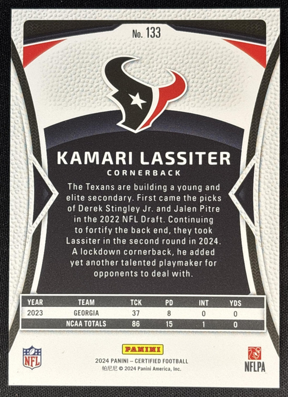 Kamari Lassiter 2024 Panini Certified Rookies Red Mirror /100 Texans Sports Trading Cards
