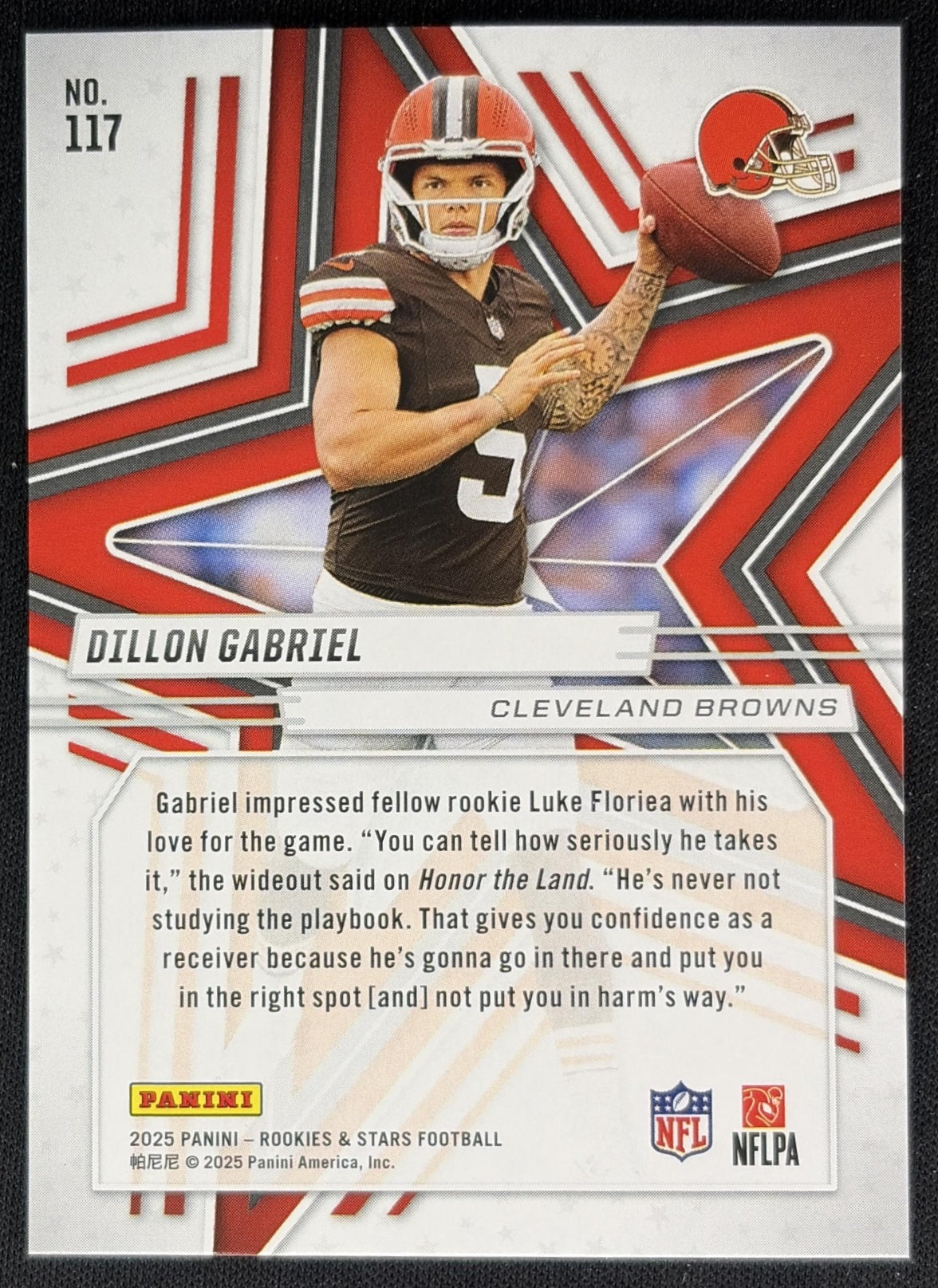Dillon Gabriel 2025 Panini Rookies & Stars Signatures Browns Sports Trading Cards