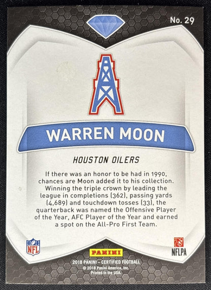 Warren Moon 2018 Panini Certified Diamonds Mirror Red /99 back