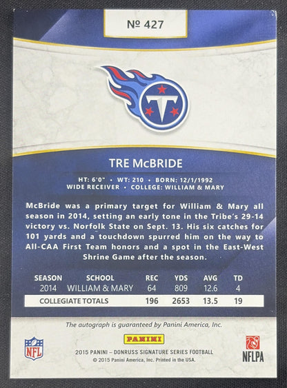 Tre McBride 2015 Panini Donruss Signature Series Titans