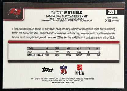 Baker Mayfield 2025 Topps Chrome Buccaneers Sports Trading Cards