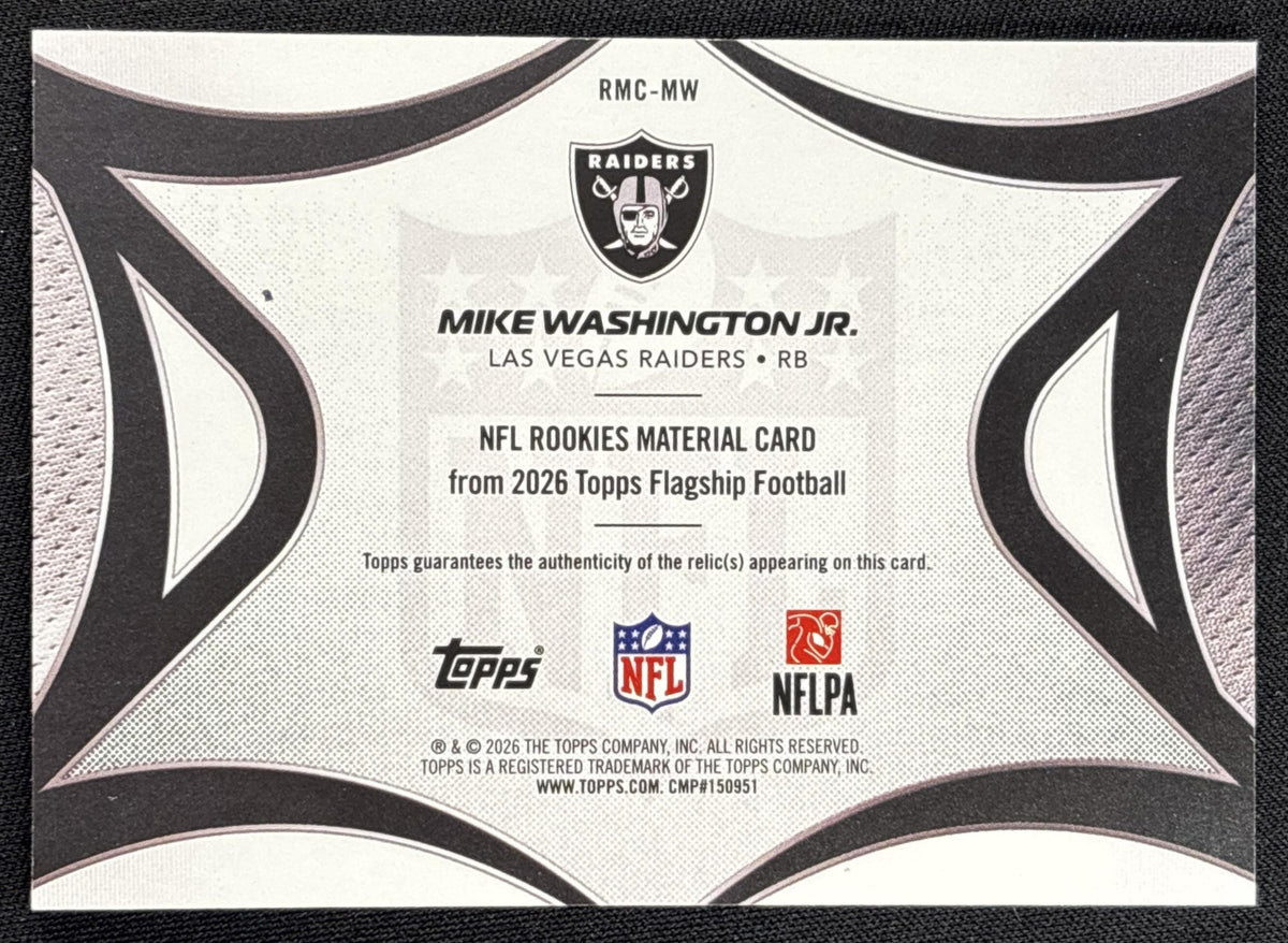 Mike Washington Jr. 2026 Topps NFL Rookie Material Raiders