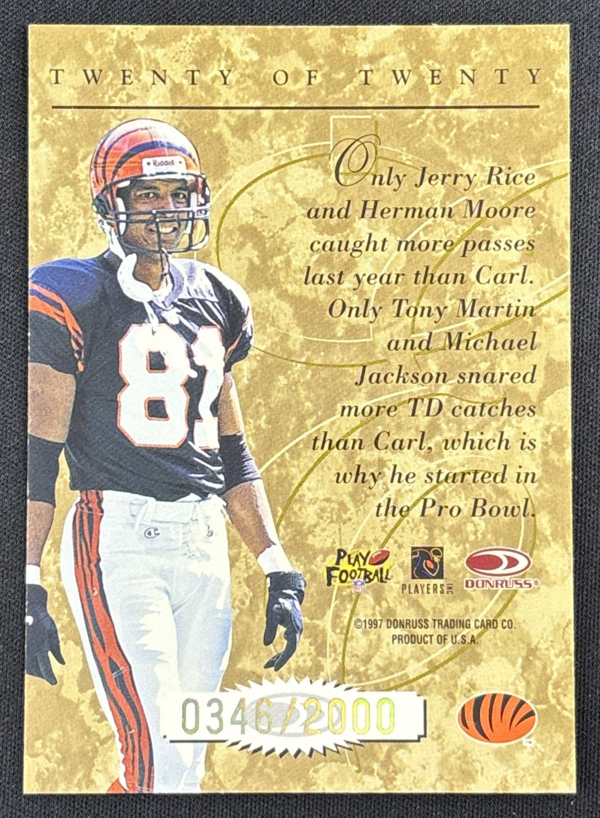 Carl Pickens 1997 Donruss Elite Gold /2000 Bengals