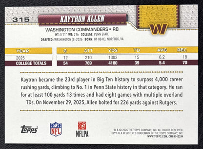 Kaytron Allen 2026 Topps Crackle Commanders