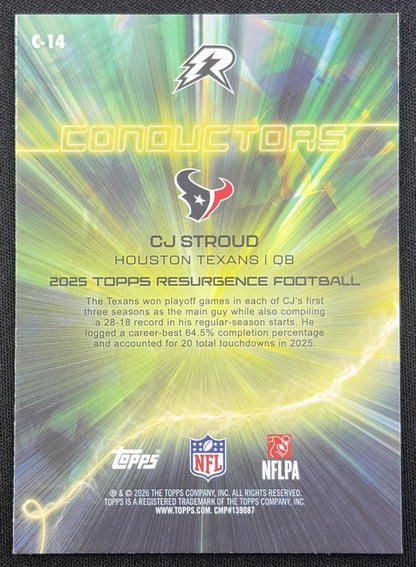 CJ Stroud 2025 Topps Resurgence Conductors White Surge Refractor /125 Texans Houston Texans