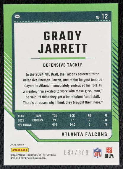 Grady Jarrett 2024 Panini Donruss Optic Wave /300 Falcons back
