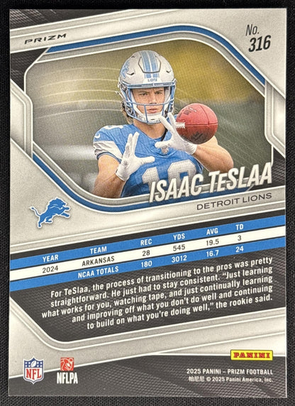 Isaac TeSlaa 2025 Panini Prizm Silver Lions back
