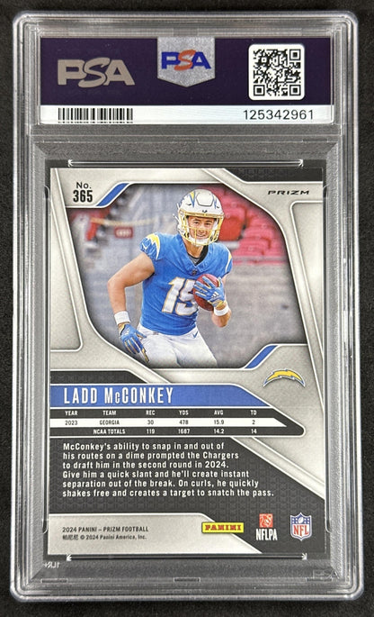 Ladd McConkey 2024 Panini Prizm Disco PSA 10