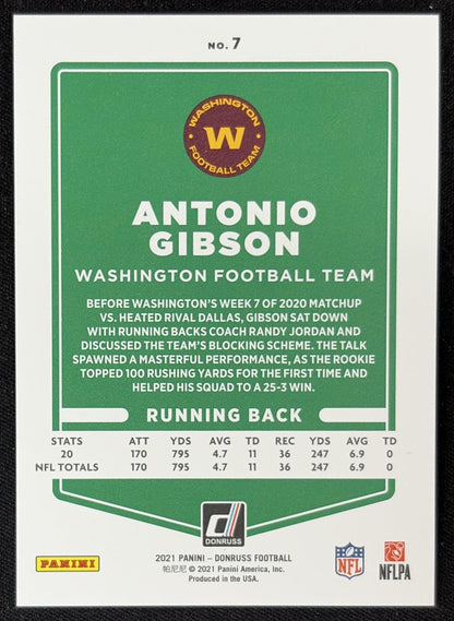 Antonio Gibson 2021 Panini Donruss Press Proof Premium Commanders Sports Trading Card