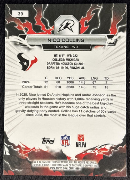 Nico Collins 2025 Topps Resurgence Texans Houston Texans back