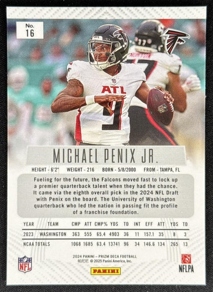 Michael Penix Jr. 2024 Panini Prizm Deca Falcons Sports Trading Card