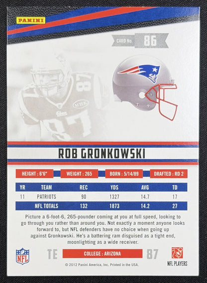 Rob Gronkowski 2012 Panini Rookies & Stars Longevity Patriots New England Patriots