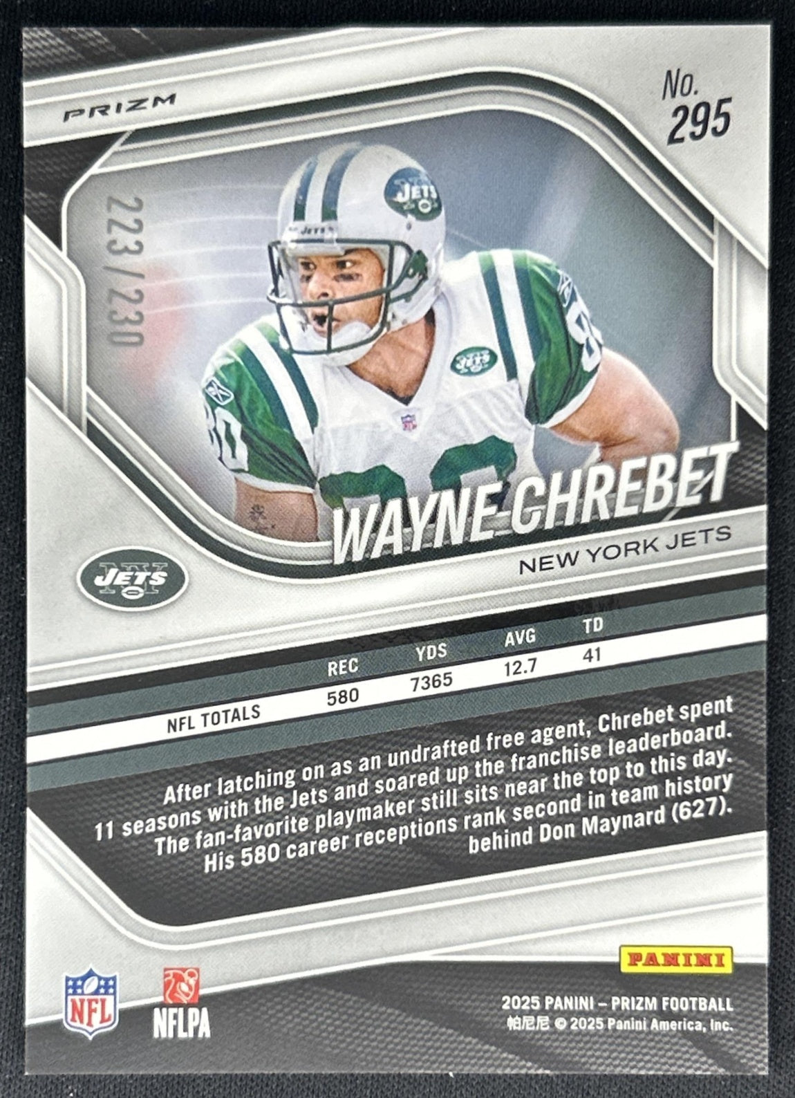 Wayne Chrebet 2025 Panini Prizm Blue Wave /230 Jets