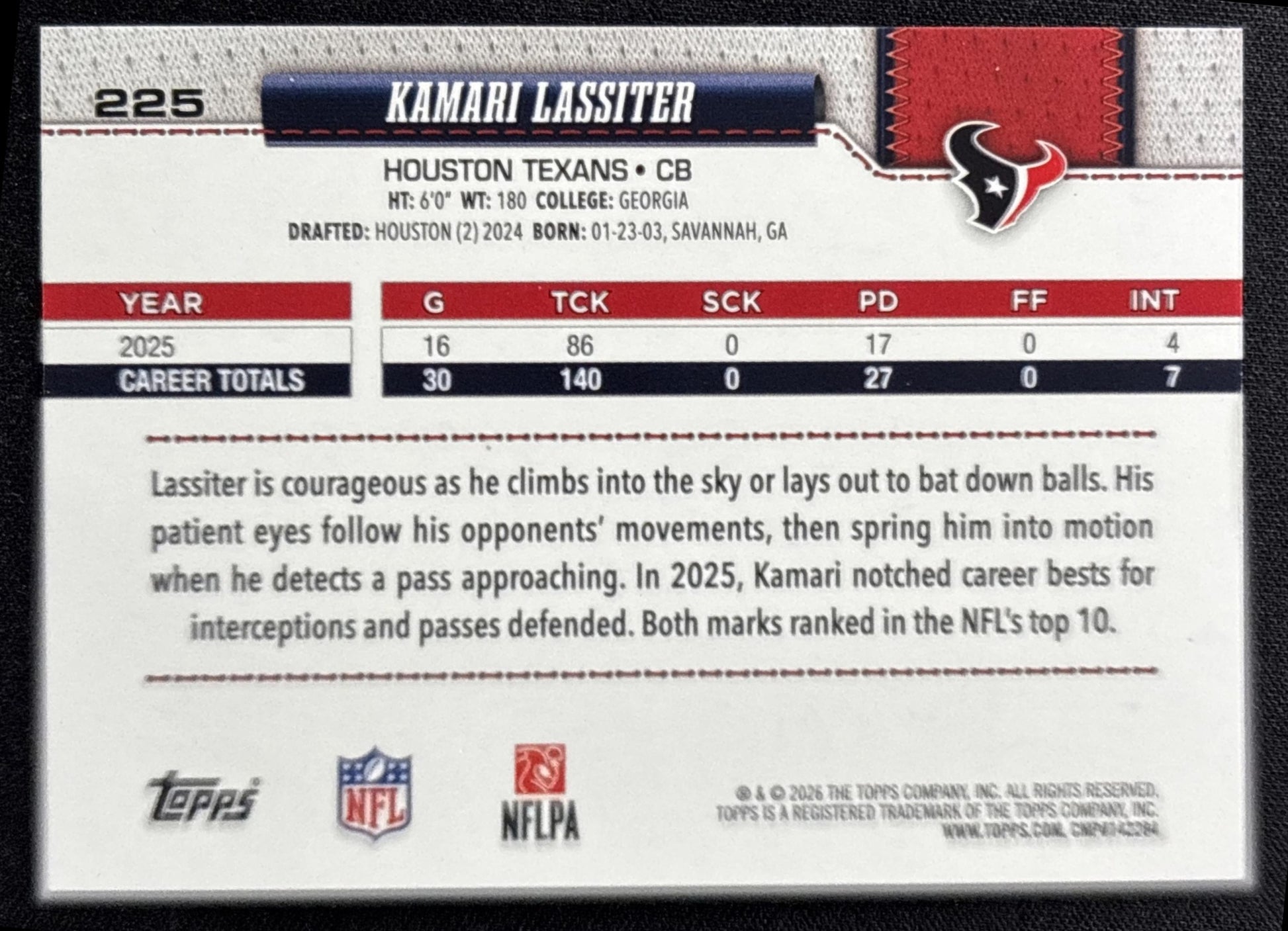 Kamari Lassiter 2026 Topps Rainbow Foil Texans