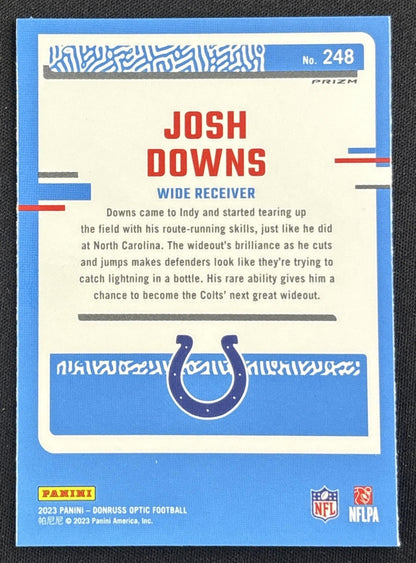 Josh Downs 2023 Panini Donruss Optic Purple Shock Prizm Colts