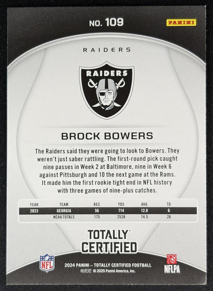Brock Bowers 2024 Panini Totally Certified Rookies Mirror Maroon Raiders Sports Trading Cards