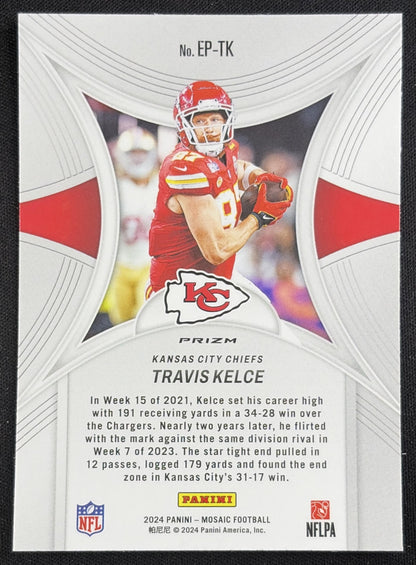 Travis Kelce 2024 Panini Mosaic Epic Performers Silver Mosaic Chiefs Sports Trading Card